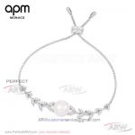 AAA APM Monaco Jewelry For Sale - Diamond Leaves And Pearl Bracelet